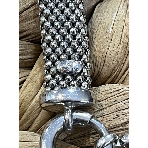 Beautiful Sterling Silver Italy Mesh Style CZ Choker Necklace 16in Party Wedding - Picture 9 of 12